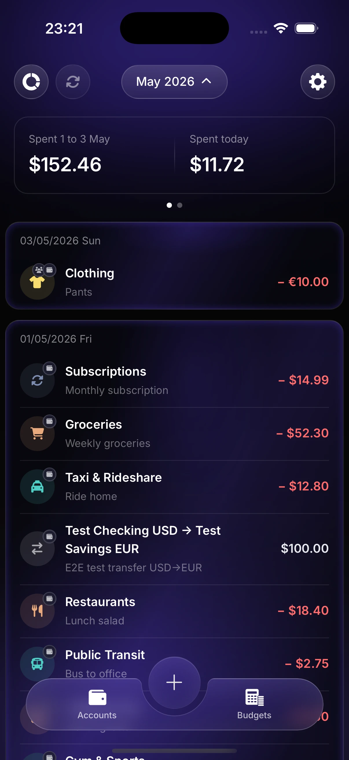 Ledgy transaction list categorized automatically